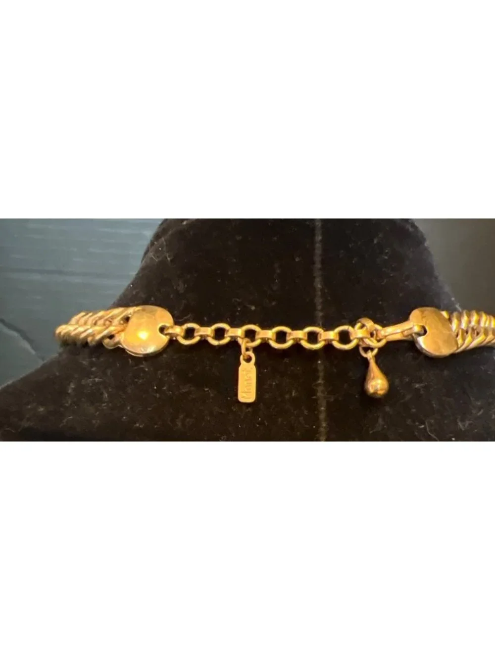 Monet Vintage Gold-Tone Cuban Link Chain Necklace With Adjustable Lobster Clasp